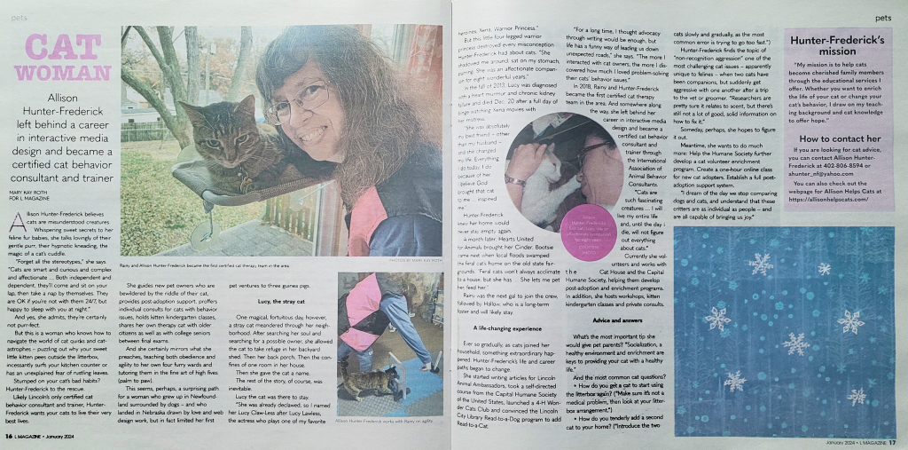 An article about me that was featured in L Magazine, a monthly insert of the Lincoln Journal-Star newspaper